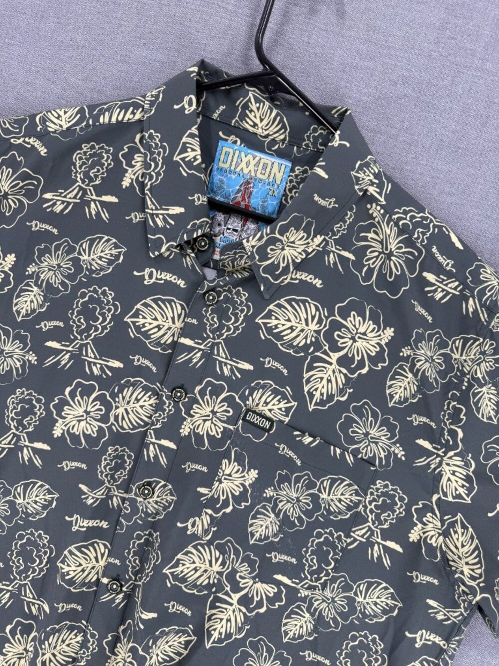 Dixxon Party Shirt Mount Wannahockaloogie Mens 2XL Button Leaves Floral